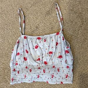 Billabong Blue Spaghetti Strap Cami with Red Floral Print
